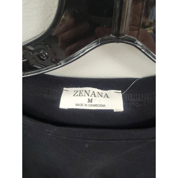 Zenana Black Long Sleeve Cotton Pullover Sweatshirt M - Picture 3 of 6